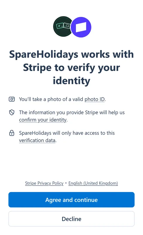 Stripe's welcome screen.